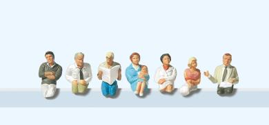 Sitzende Reisende für Zugabte 