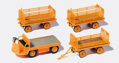 Elektrokarre mit 3 Anhängern. 