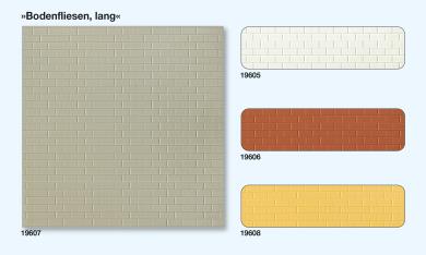 Floor Tiles, Long, White, 3 Sheets 95 x 95 mm, Kit 