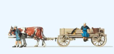 Bauernwagen. 2 Bauersleute. 2 