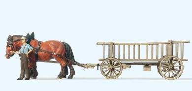 Leiterwagen. Bauer, 2 Pferde 