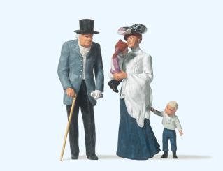 Alter Herr, Dame mit Kindern 