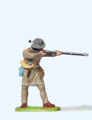 Trapper, mit Gewehr schießend 