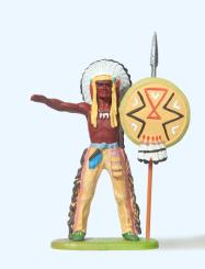 Häuptling stehend, mit Speer 