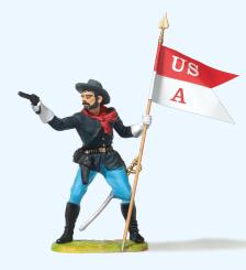 Soldat stehend, mit Fahne 