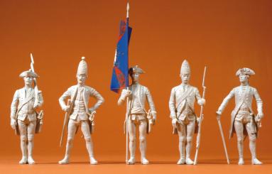 Preußen 1756. 5 unbemalte Fig 