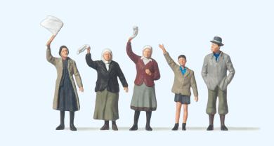 Winkende Zivilisten am Straße 