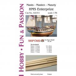 Masten mit Lasercut Detailsatz HMS Enterprize 