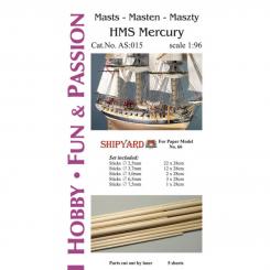 Masten mit Lasercut Detailsatz HMS Mercury 