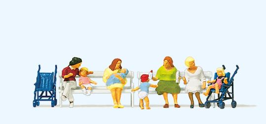 Sitzende Frauen, Kinderwagen, 