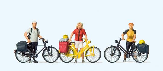 Stehende Radfahrer in sportli 