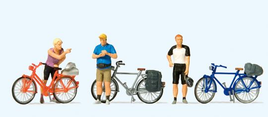 Stehende Radfahrer in sportli 