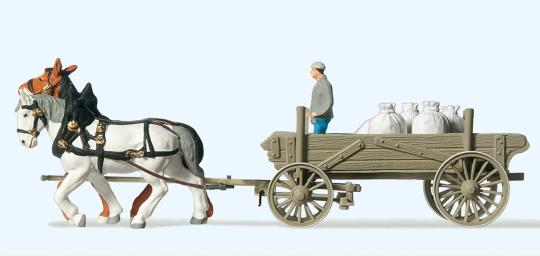Bauernwagen mit Mehlsäcken. F 