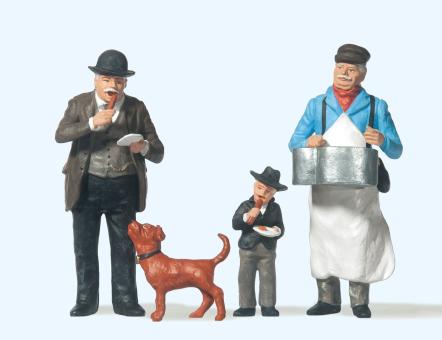 Wurstverkäufer mit Kunden 