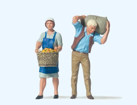Bäuerin mit Korb, Bauer mit S 