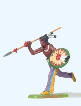 Indianer laufend, mit Speer 