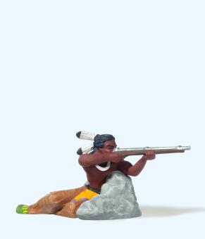 Indianer am Fels liegend, mit 