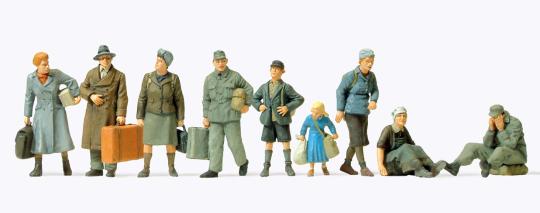 Flüchtlinge. 9 unbemalte Mini 